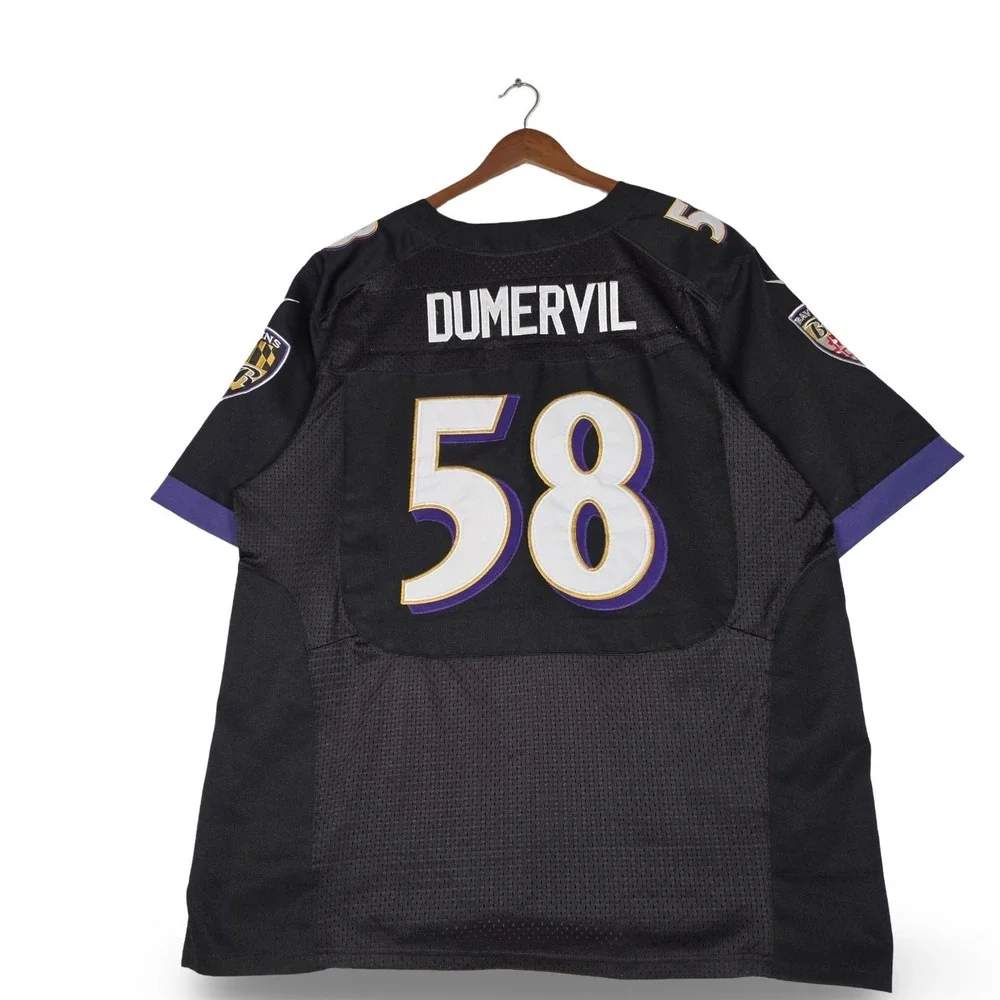 Nike Baltimore Ravens Elvis Dumervil #58 Black On Field Football Jersey Men's 52